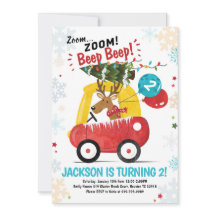 Auto Kerstmis Verjaardag Uitnodigen Jongens Auto U