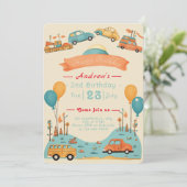 Auto kids verjaardagsthema Flat uitnodiging (Staand voorkant)