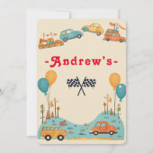 Auto kids verjaardagsthema Flat uitnodiging (Achterkant)