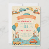 Auto kids verjaardagsthema Flat uitnodiging (Voorkant)