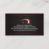 Auto-kilometerteller Logo | Zwarte metallic achter Visitekaartje (Achterkant)