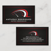 Auto-kilometerteller Logo | Zwarte metallic achter Visitekaartje (Voorkant / Achterkant)