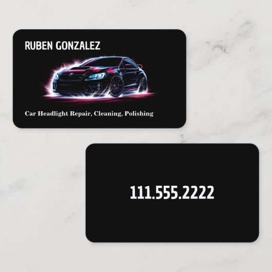 Auto koplamp lens restauratie visitekaartje (Voorkant / Achterkant)