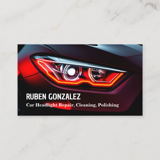Auto koplamp restauratie detail visitekaartje (Voorkant)