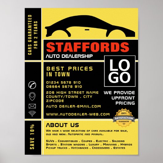 Auto Logo, Auto Dealership Adverteren Poster (Voorkant)