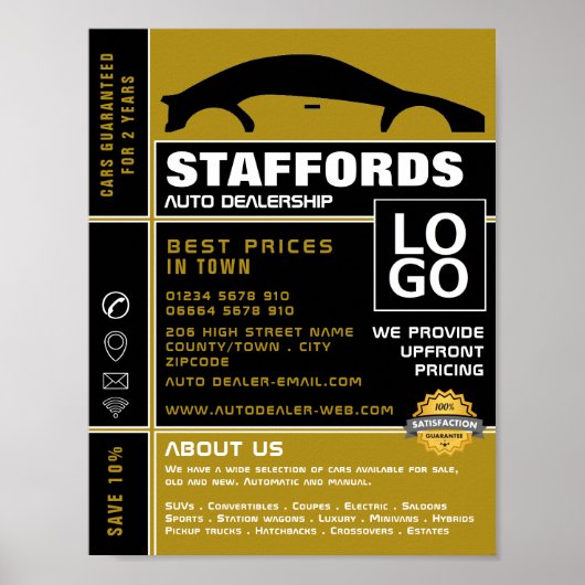 Auto Logo, Auto Dealership Adverteren Poster (Voorkant)