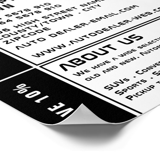 Auto Logo, Auto Dealership Adverteren Poster (Hoek)