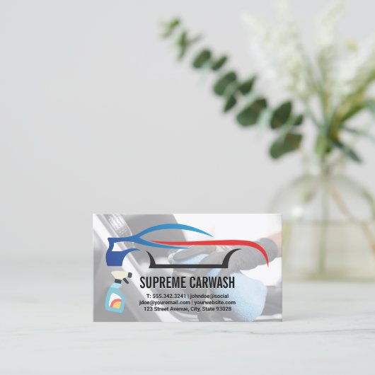 Auto-Logo | Automatisch detailleerinterieur Visitekaartje (Staand voorkant)