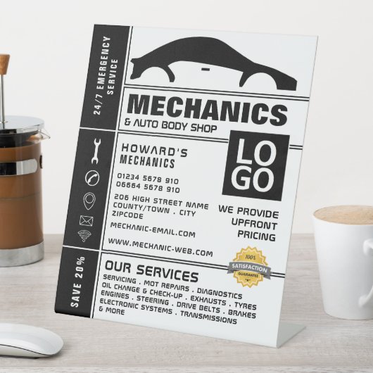 Auto-Logo, automatische mechanisme en reparaties A Reclamebord Met Voetstuk (Insitu)