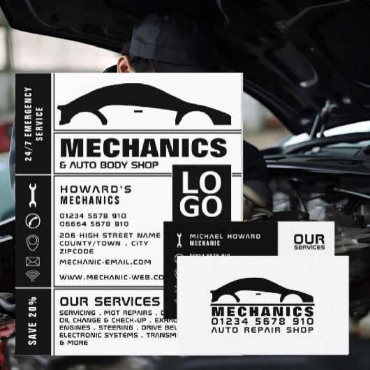Auto Logo, Automonteur & Reparatie Reclame Flyer