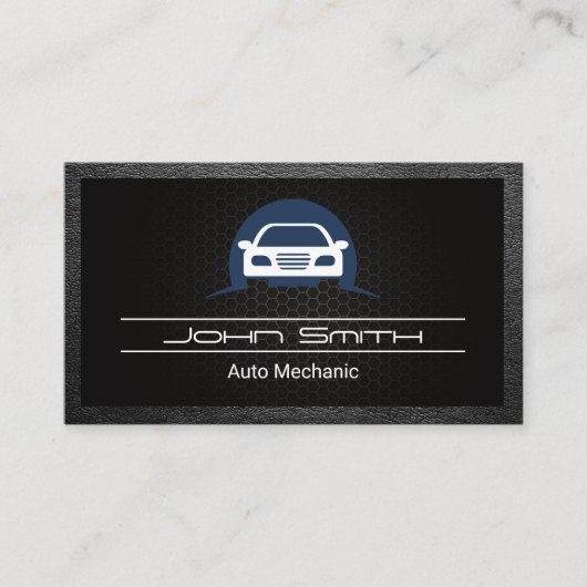 Auto logo | Carbon Fiber | Leer Visitekaartje (Voorkant)