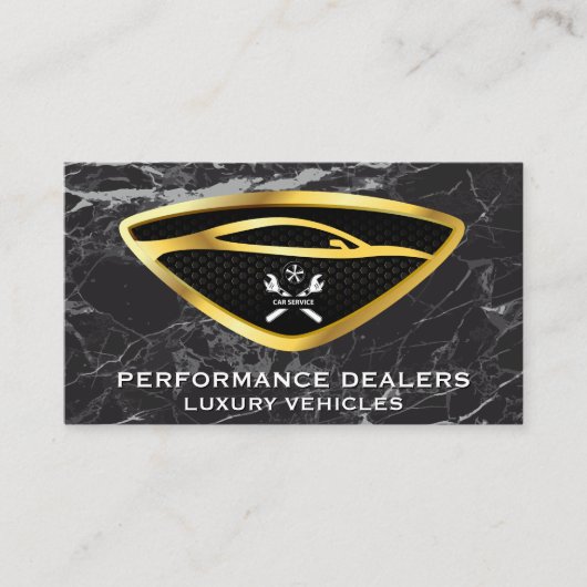 Auto Logo | Goud metaal | Marmer Visitekaartje (Voorkant)
