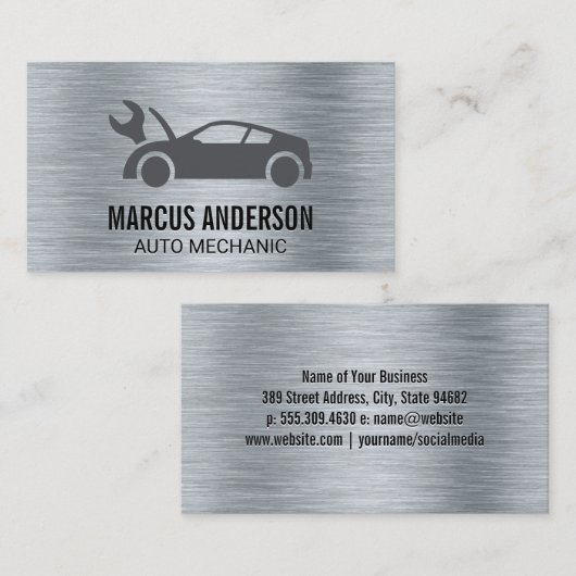 Auto Logo | Metaalborstel Visitekaartje (Voorkant / Achterkant)