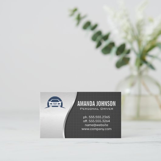 Auto Logo | Metaalglans Visitekaartje (Staand voorkant)