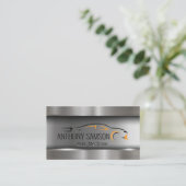 Auto Logo Metallic Brushed Industrial Visitekaartje (Staand voorkant)