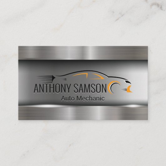Auto Logo Metallic Brushed Industrial Visitekaartje (Voorkant)