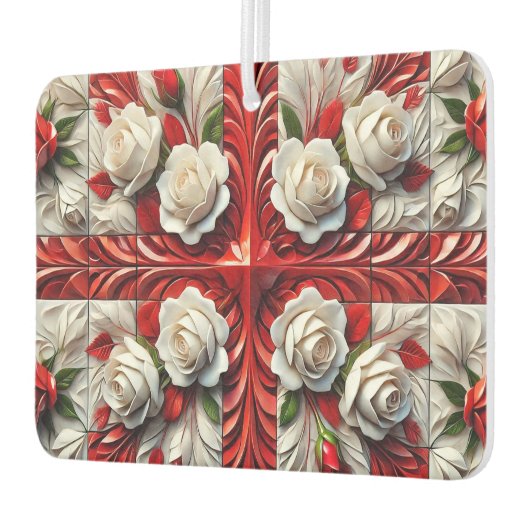 Auto luchtverfrissers met Engels Rozen Design (Links)