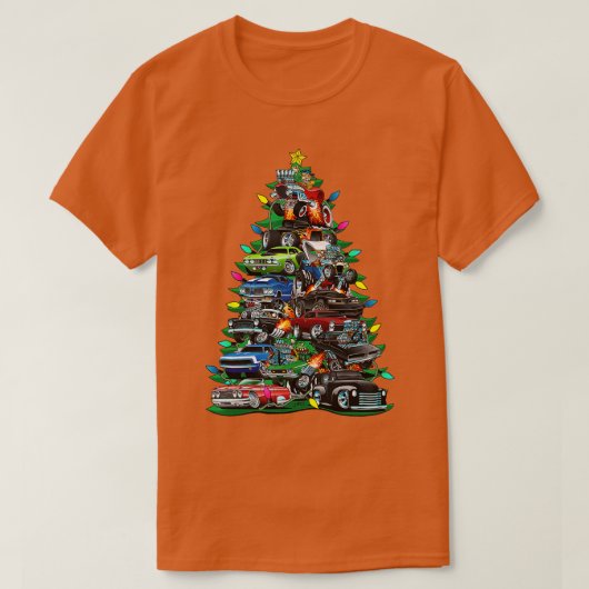 Auto Madness Kerstboom Klassieke Spier Auto's en T-shirt (Design voorkant)