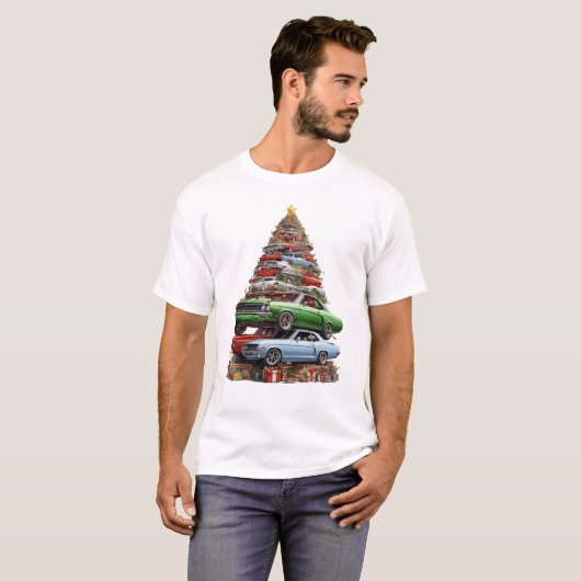 Auto Madness Kerstboom Klassieke Spier Auto's en T-shirt (Voorkant volledig)
