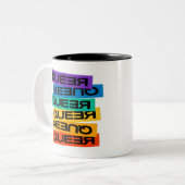 Auto Magnet. LGBT+Pride. Queer. Tweekleurige Koffiemok (Voorkant links)
