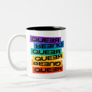 Auto Magnet. LGBT+Pride. Queer. Tweekleurige Koffiemok