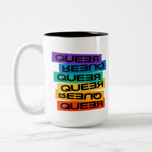 Auto Magnet. LGBT+Pride. Queer. Tweekleurige Koffiemok (Links)