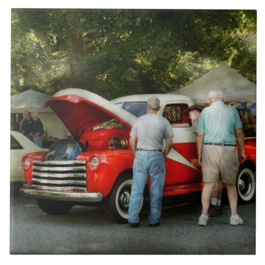 Auto - Mannen en auto's Tegeltje (Voorkant)