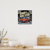 Auto Master Dad Retro Digitale Poster Print (Keuken)