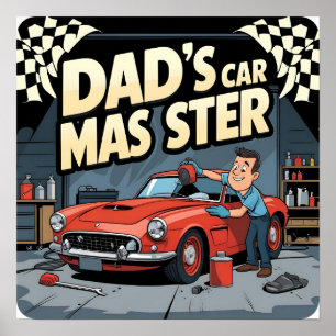 Auto Master Dad Retro Digitale Poster Print