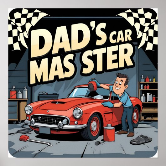 Auto Master Dad Retro Digitale Poster Print (Voorkant)