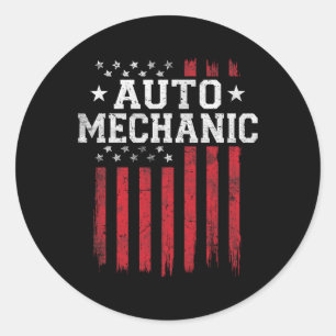Auto Mechanic Amerikaanse Vlag USA Patriot Ronde Sticker