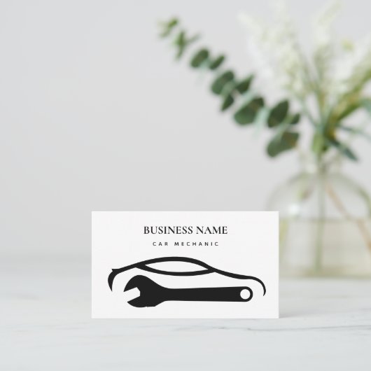 Auto Mechanic Auto Reparatie Shop Machinist Wit Visitekaartje (Staand voorkant)