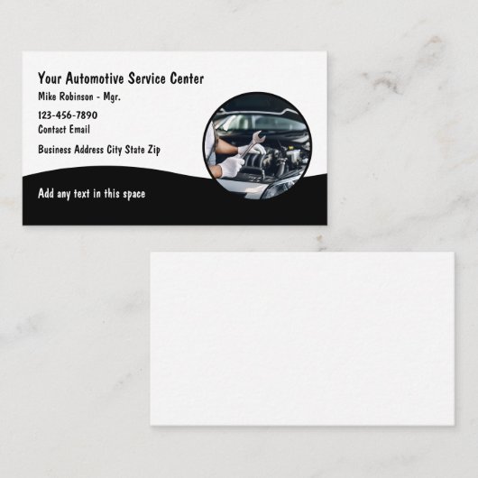 Auto Mechanic Automobile Repair Visitekaartjes (Voorkant / Achterkant)