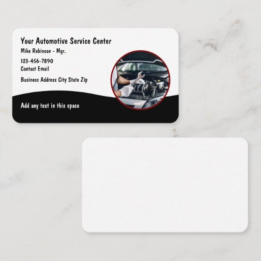 Auto Mechanic Automobile Repair Visitekaartjes (Voorkant / Achterkant)
