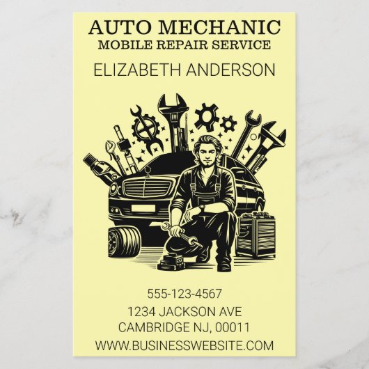 Auto Mechanic Automotive Repair Metalen Stijl Flyer (Voorkant)