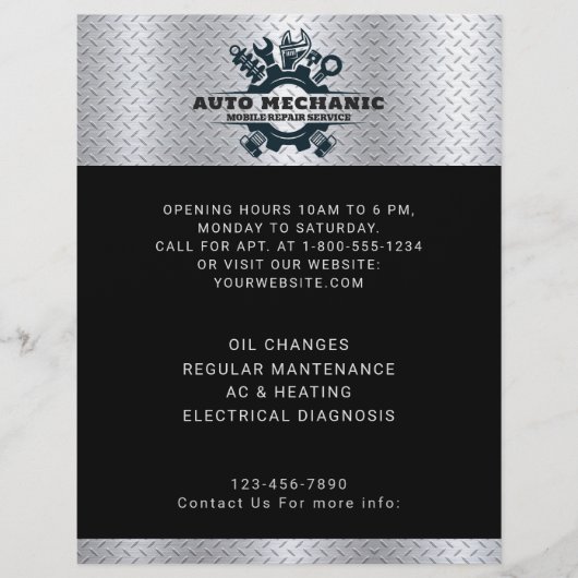 Auto Mechanic Automotive Repair Service  Flyer (Voorkant)
