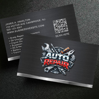 Auto Mechanic Automotive Repair Service QR Code Visitekaartje