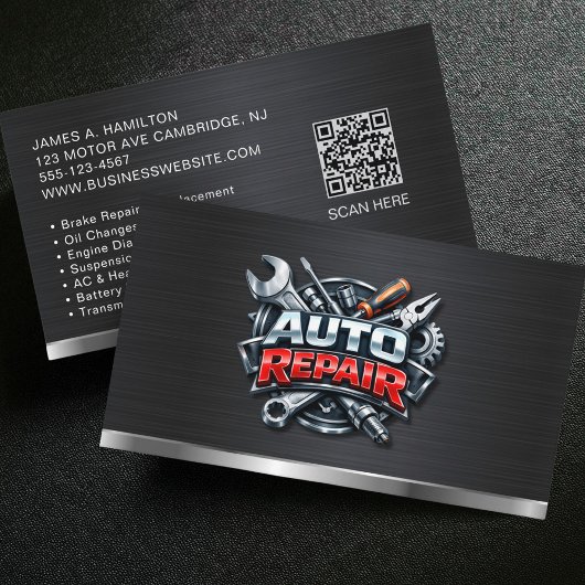 Auto Mechanic Automotive Repair Service QR Code Visitekaartje
