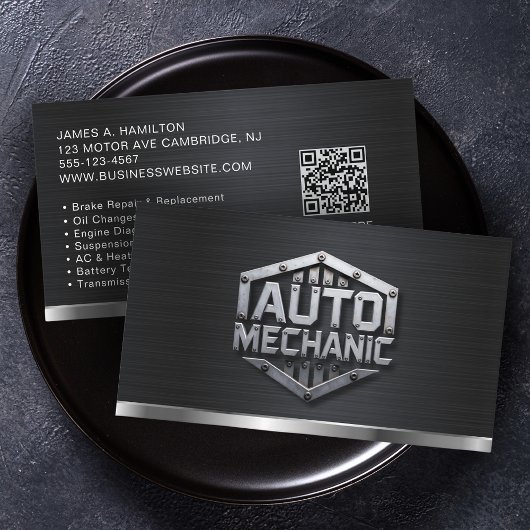 Auto Mechanic Automotive Repair Service QR Code Visitekaartje