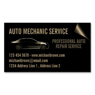 Auto Mechanic Automotive Reparatie goud Magnetisch Visitekaartje