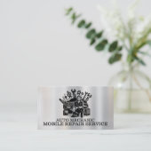 Auto Mechanic Automotive Reparatie Metalen Contact Visitekaartje (Staand voorkant)
