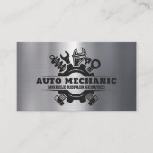 Auto Mechanic Automotive Reparatie Service Metaal Visitekaartje (Voorkant)