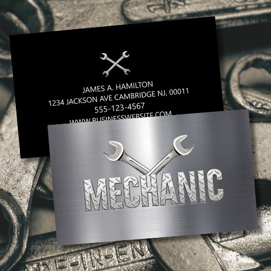 Auto Mechanic Automotive Reparatie Service Metaal Visitekaartje