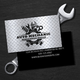 Auto Mechanic Automotive Reparatie Service Metaal Visitekaartje