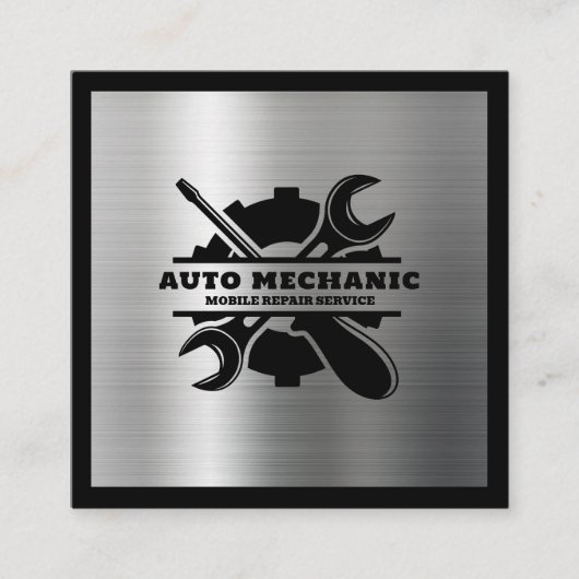 Auto Mechanic Automotive Reparatie Service Tool Vierkante Visitekaartje (Voorkant)