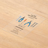 Auto Mechanic Automotive Tools Boy Eerste Verjaard Acryl Uitnodigingen (Laagn)