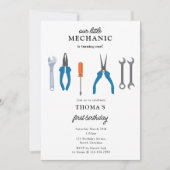 Auto Mechanic Automotive Tools Boy Eerste Verjaard Kaart (Voorkant)