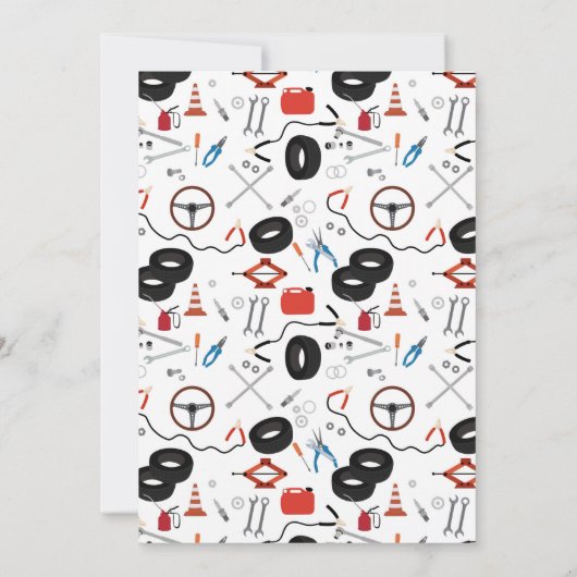 Auto Mechanic Automotive Tools Boy Eerste Verjaard Kaart (Achterkant)