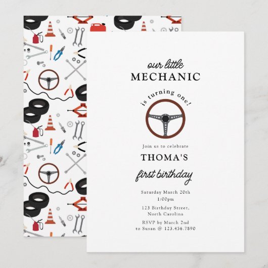 Auto Mechanic Automotive Tools Boy Kids Verjaardag Kaart (Voorkant / Achterkant)