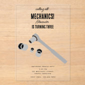 Auto Mechanic Automotive Tools Boy Verjaardagsfees Acryl Uitnodigingen (Voorkant)